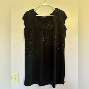 Black sparkling dress.